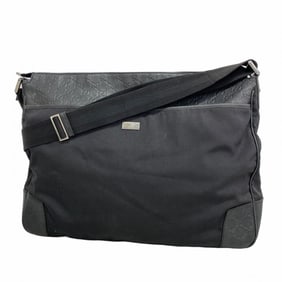 Gucci Shoulder Bag Guccissima 162781 Leather Nylon Black Women's P1435829