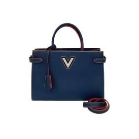 LOUIS VUITTON Twist Tote Leather 2-Way Handbag/Shoulder Bag Navy Red 35-10