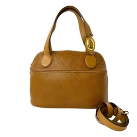 Christian Dior CD logo hardware leather 2-way handbag Boston bag shoulder camel 24510