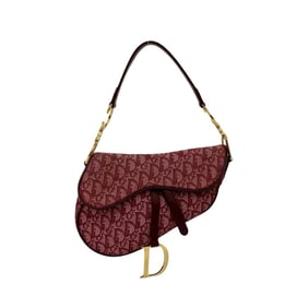 Christian Dior Saddle Bag Trotter Pattern Canvas and Leather Handbag Mini Tote Bordeaux 09-10