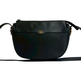 GUCCI Vintage Micro GG Logo Hardware Leather Shoulder Bag/Pochette in Black (40905)
