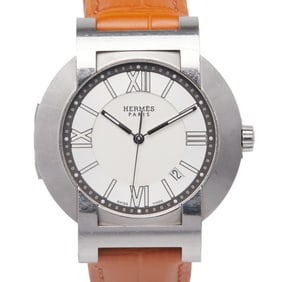 Hermès Nomade Compass Strap (Non-OEM) Watch No. 2.910 Kinetic White Dial Stainless Steel Men's