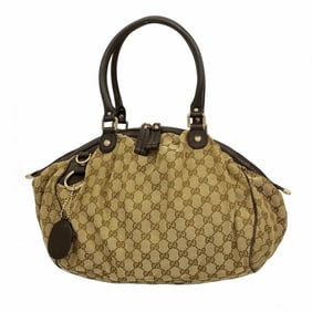 Gucci GG Canvas Sukey Tote Bag 223974 Beige Brown Champagne Women's