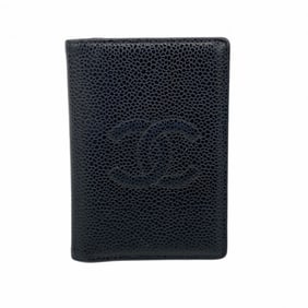 Chanel business card holder/card case in caviar leather, black, for women