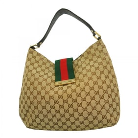 Gucci GG Canvas Sherry Line Shoulder Bag 211933 Beige Brown Women's