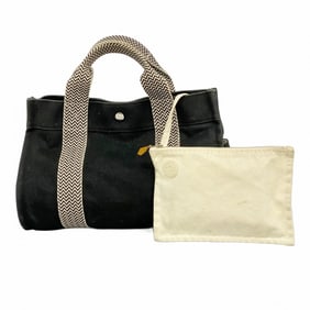Hermes Hermès Cannes PM Tote Bag, Canvas, Black, Women's