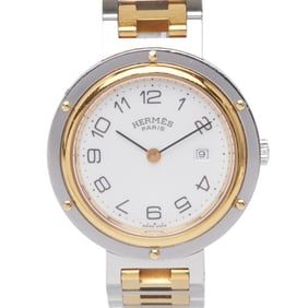 Hermès Clipper Watch, Quartz Movement, White Dial, Stainless Steel, Plated, Women's, HERMES