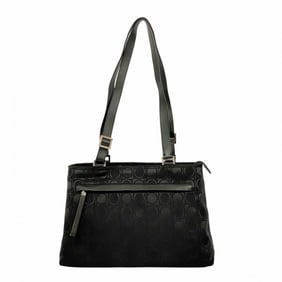 Salvatore Ferragamo Gancini Nylon Shoulder Bag, Black, Women's