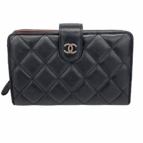 Chanel Matelasse Wallet, Lambskin, Black, Women's