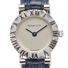 Tiffany & Co. Atlas Watch D286753, Women's Quartz with Silver Dial, Leather Strap, and Stainless
