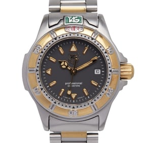 TAG Heuer Professional Watch WF1422-0 Quartz Black Dial Stainless Steel Plated Women's HEUER
