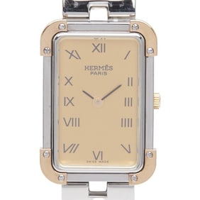 Hermès Cloiseur Watch CR1.220 Quartz Gold Dial Stainless Steel Plated Women's HERMES