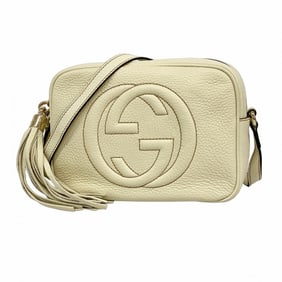 Gucci Soho Shoulder Bag 308364 Leather Ivory Champagne Women's