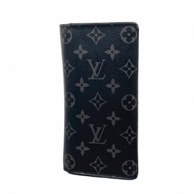 Louis Vuitton Monogram Eclipse Portefeuille Brazza Long Wallet M61697 Black/Gray Men's