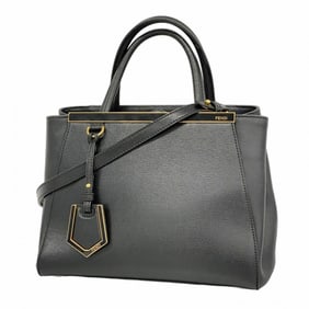 Fendi handbag, leather, black, 2-way bag, women's