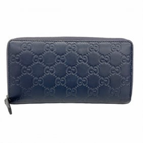 Gucci Men's Guccissima Long Wallet 307987 Leather Navy