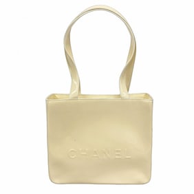 Chanel tote bag, patent leather, beige, women's