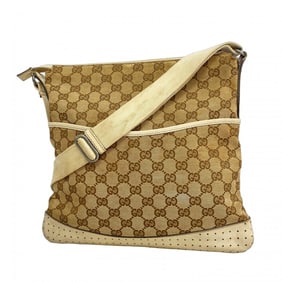 Gucci Shoulder Bag GG Canvas 145857 Beige Brown White Women's
