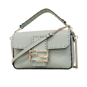 Fendi Selleria Handbag, Leather, Blue, 2-Way Bag, Women's