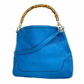 Gucci Bamboo Handbag 282315 Leather Blue 2-Way Bag for Women