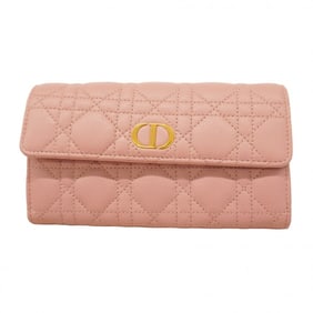Christian Dior Cannage Leather Long Wallet, Pink, Women's