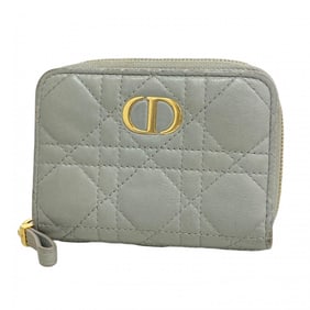 Christian Dior Cannage Caro Scarlet Leather Wallet, Gray, Women's