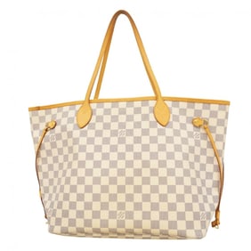 Louis Vuitton Damier Azur Neverfull MM Tote Bag N51107 White Women's
