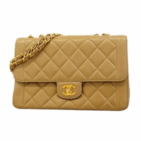 Chanel Shoulder Bag Matelasse W Chain Lambskin Brown Women's