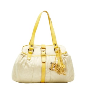 Celine tote bag in beige and yellow canvas leather for women.