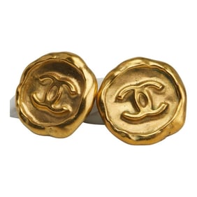 Vintage Chanel Coco Mark Round Earrings, Gold Plated, Women's, CHANEL