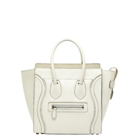 Celine Luggage Micro Shopper Handbag in Beige Leather for Women