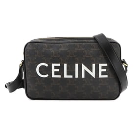 Celine Triomphe Medium Shoulder Bag in PVC and Leather, Black, Brown, White (194502CIM)