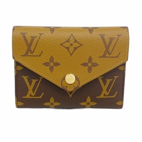 Louis Vuitton Monogram Reverse Portefeuille Victorine Tri-fold Wallet M81557 Brown Women's