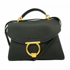 Salvatore Ferragamo Gancini Leather Handbag in Black for Women