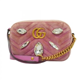 Gucci GG Marmont Shoulder Bag 448065 Velour Pink Women's