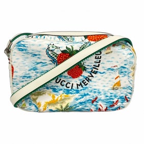 Gucci Shoulder Bag Strawberry 682668 Nylon Ivory Multicolor Women's