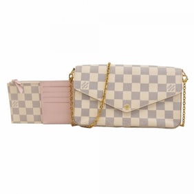 Louis Vuitton Damier Azur Pochette Felicie Shoulder Wallet N63106 White Rose Ballerine for Women