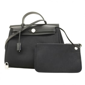 Hermes Hermès Airbag Zip PM Handbag, Toile Military, Black, Double Stamp, 2-Way Bag for Women