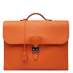 Hermes Hermès Sac a Depeche 38 Business Bag Briefcase in Orange Taurillon Clemence Leather for