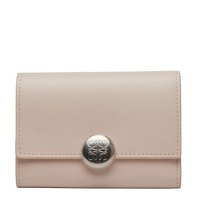 LOEWE Pebble Vertical Wallet, Small Tri-fold Pink Leather, Women's