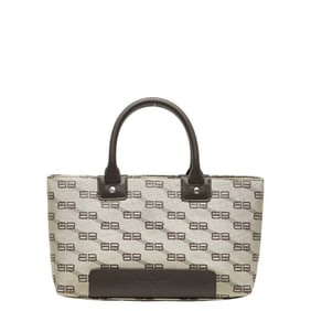 Balenciaga BB logo handbag tote bag in beige and brown canvas leather. Women's.