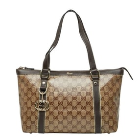 Gucci GG Crystal Abbey Tote Bag 141470 Beige Brown PVC Leather Women's GUCCI