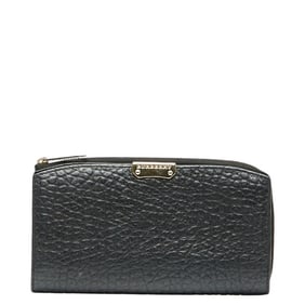 Burberry L-shaped zipper long wallet in black leather for women.
