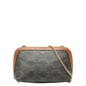Celine Triomphe Shoulder Bag in Black and Brown PVC Leather for Women