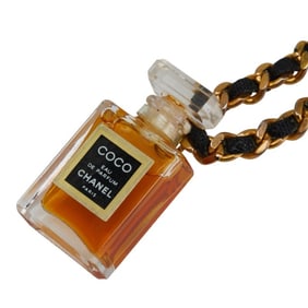 Chanel COCO EAU DE PAPFUM Eau de Parfum Perfume Necklace in Gold and Black Plated Leather for Women