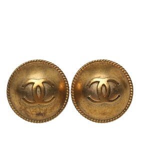 Vintage Chanel Coco Mark Round Earrings, Gold Plated, Women's, CHANEL