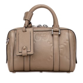 Gucci Jumbo GG Mini Duffle Handbag/Shoulder Bag 2-Way 725292 Greige Leather Women's GUCCI