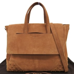 Tod's Envelope Bag in buckskin suede with studs light brown.