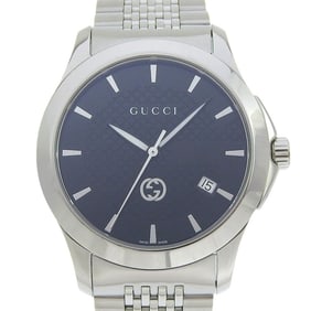 Gucci Interlocking G Date 126 4 Black Dial Stainless Steel Quartz Battery Operated 37mm Men's Watch
