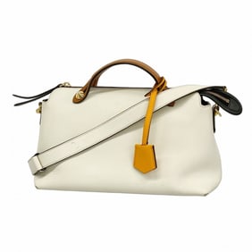 Fendi By the Way Leather Handbag in White, Brown, and Orange for Women
